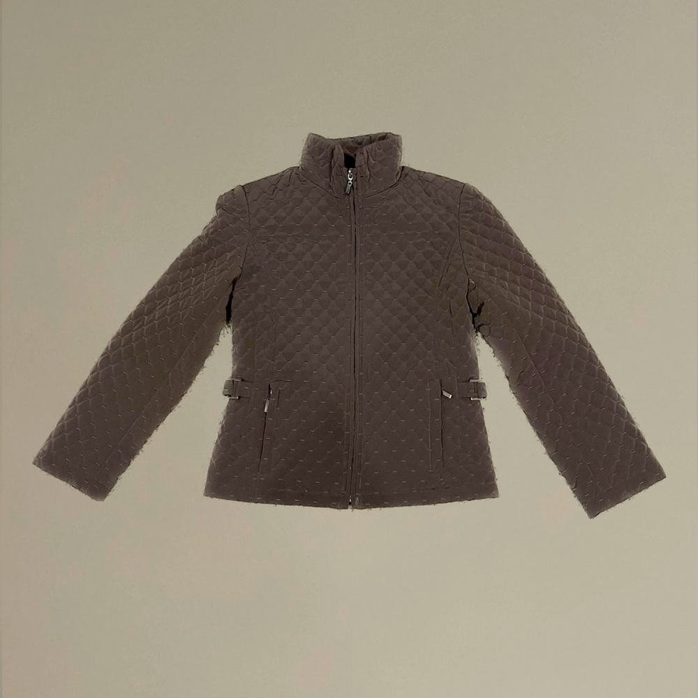 Womens Petite brown Jacket Size PP  Petite. Full Zip. Sleeve Cuff Zippers